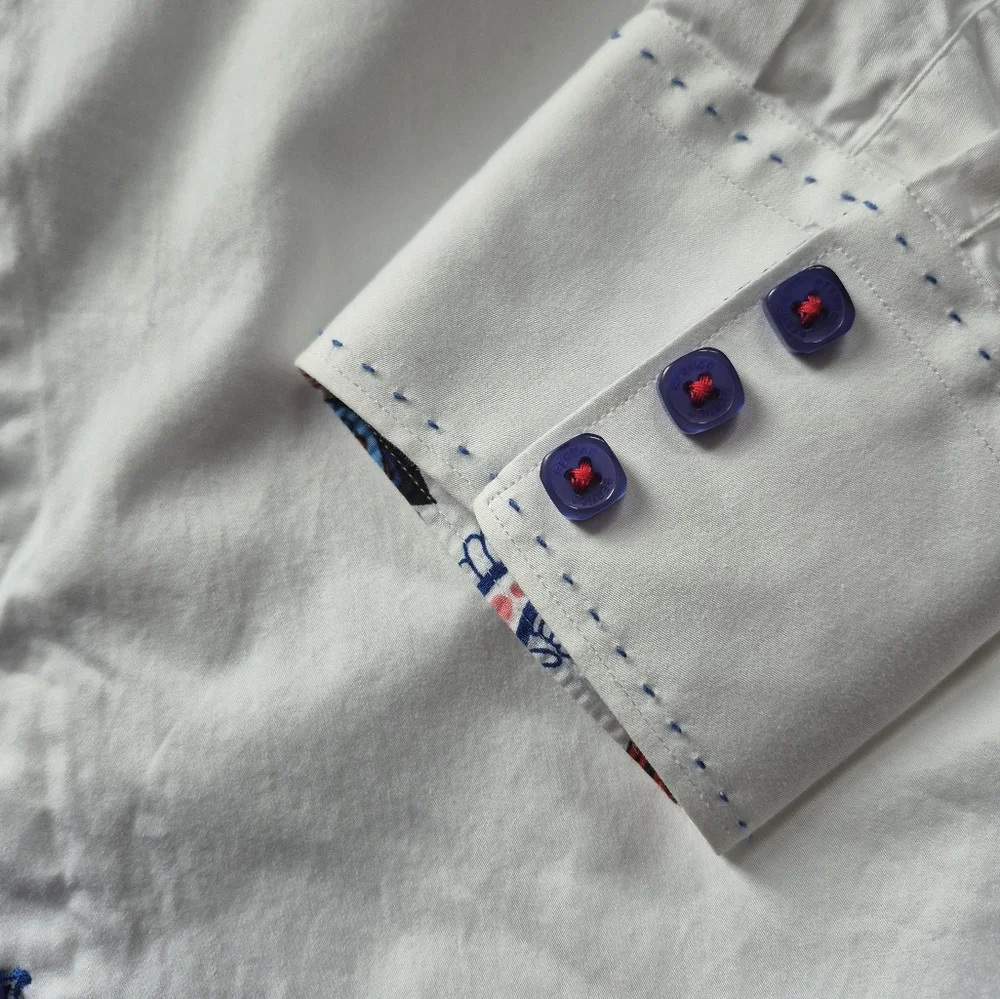 Elegant White Dress Shirt with Blue Details - Picture 6 of 6